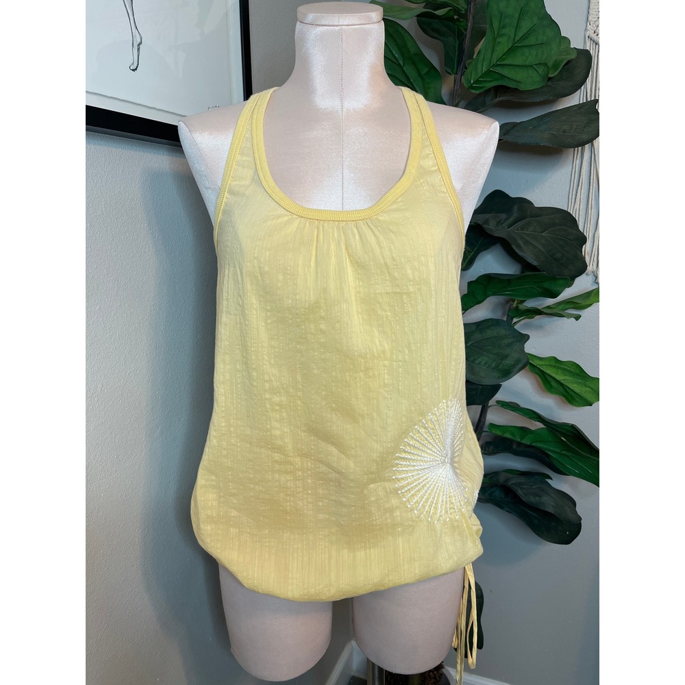 Vintage Y2K Naked Zebra Tank Top Yellow Cotton Silk Sunburst Embroidered